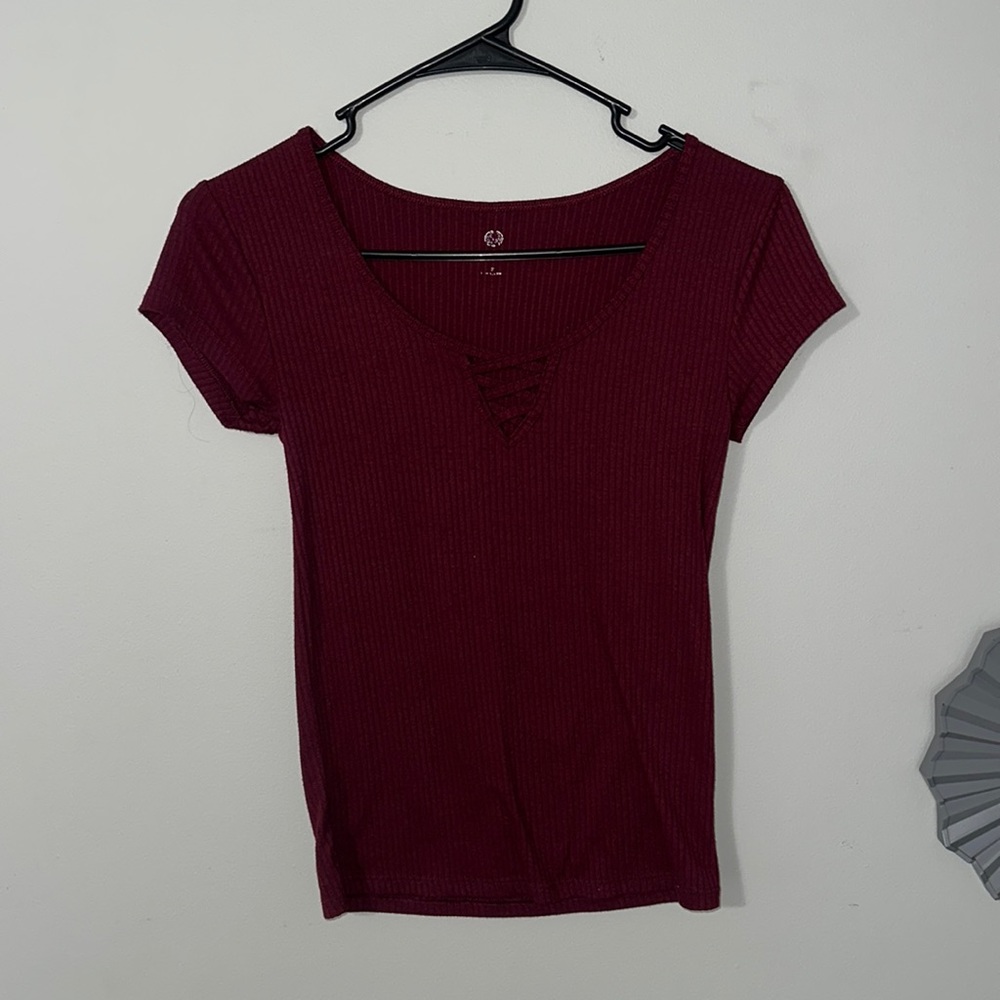 maroon top